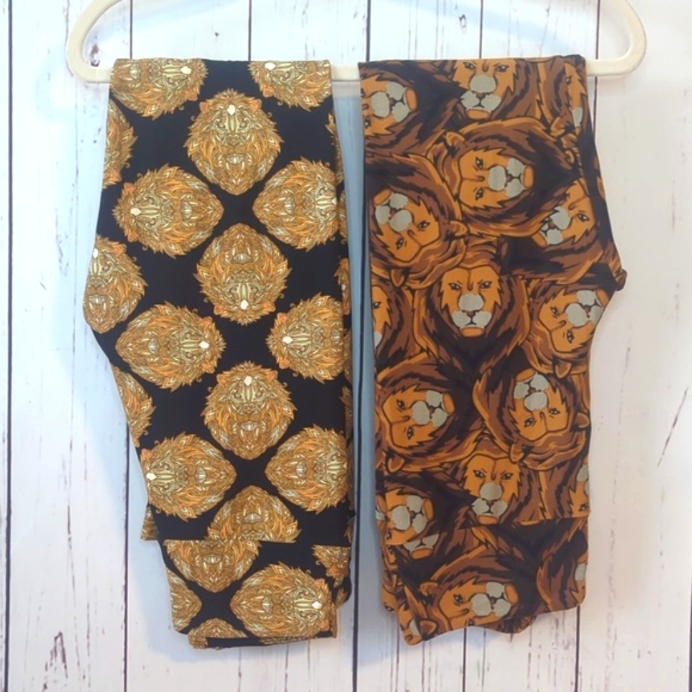 LuLaRoe Lion Leggings Detroit Lions Grit Kings of the North Dtown 2 Pair Women's